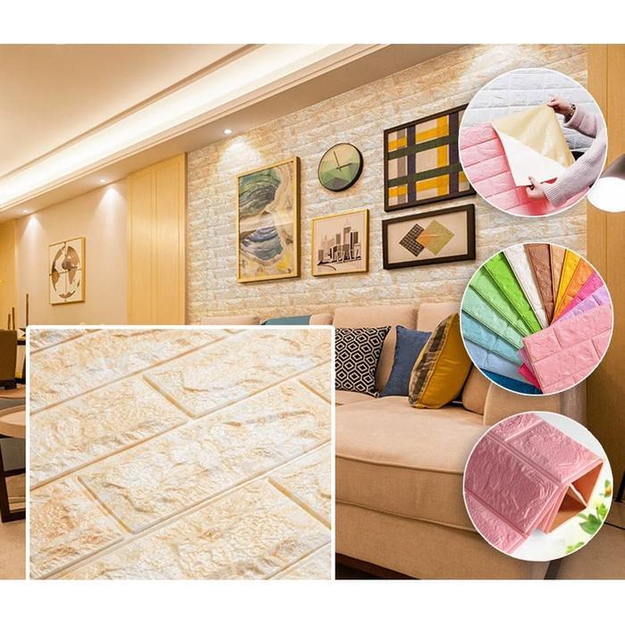 Wallpaper Motif Kayu & Bata Abstrak / Wallpaper Foam