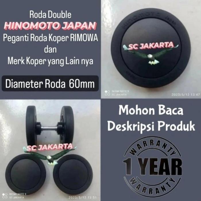 Roda Double HINOMOTO JAPAN diameter 60mm Peganti Roda Koper Rimowa Kode 915