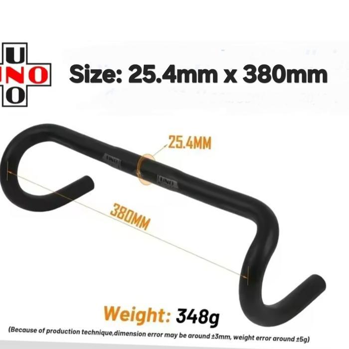 UNO DROPBAR SIZE 25.4MM X 380MM DROP BAR HANDLEBAR COMPACT STANG SEPEDA LIPAT ROADBIKE
