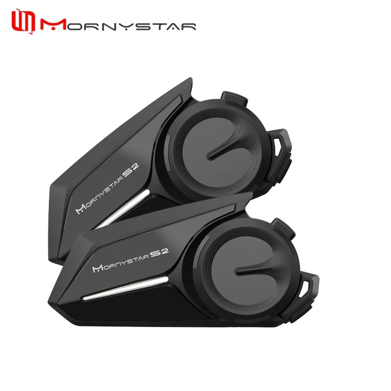 Mornystar S2 2Pcs 1200M Intercom Hi-Fi Motorcycle Intercom Interphone Bt Interphone Bluetooth