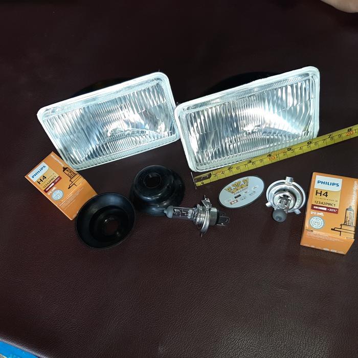 Baru Lampu H4 Kotak Kecil 5" + Bohlam H4 Philips Ori Berkualitas