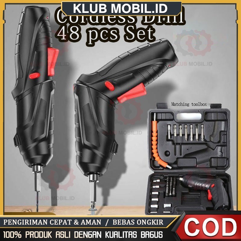 Baterai Cordless Folding Li-ion Cordless Drill Set - Toolbox Set - Cordless - Screwdriver Cordless D