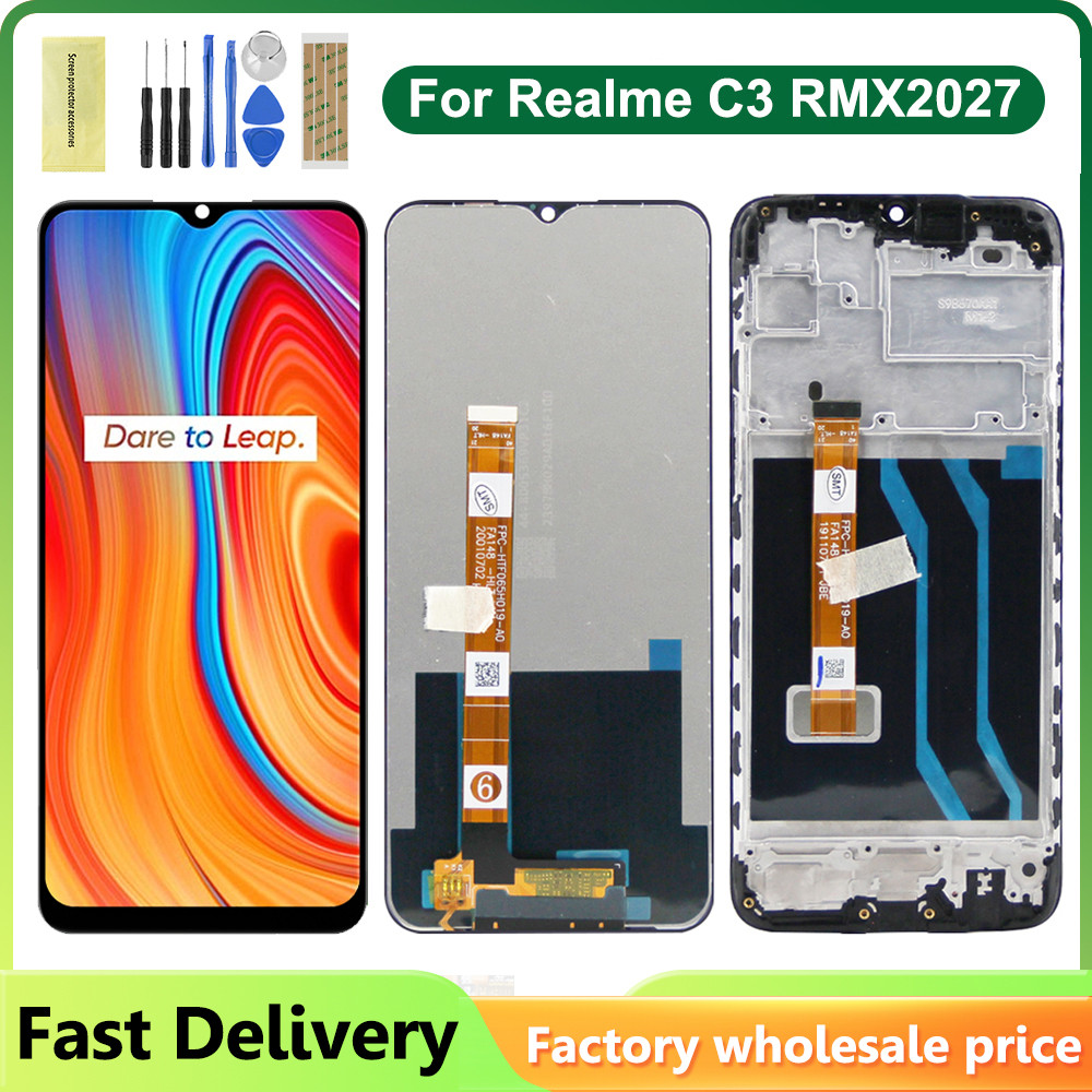6.5'' For Realme C3 RMX2027 RMX2021 RMX2020 LCD Display with Frame Digitizer Touch Screen Replacemen