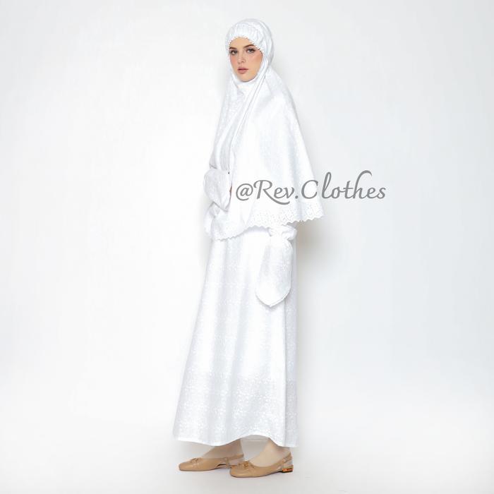 Gamis Ihram Wanita Lengkap Baju Haji Umroh Wanita Full Bordir Muslim Putih