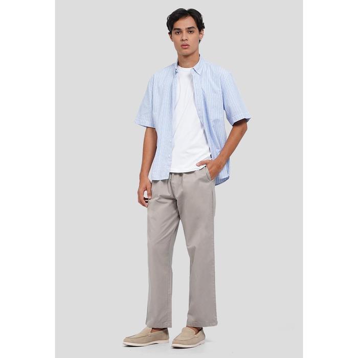 EXECUTIVE Regular Fit Celana Panjang Casual Pria Regular Fit Karet Pinggang - Stone, Ukuran S Drawst