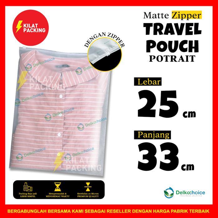 TRAVEL POUCH ORGANIZER ZIP SERBAGUNA POUCH MATTE POLOS SATUAN 25x33
