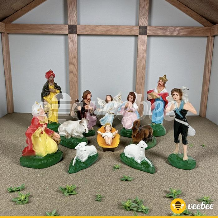 Patung Kelahiran Yesus 11cm Diorama Hiasan Pohon Natal Patung Yesus Kecil Patung Kandang Set Set
