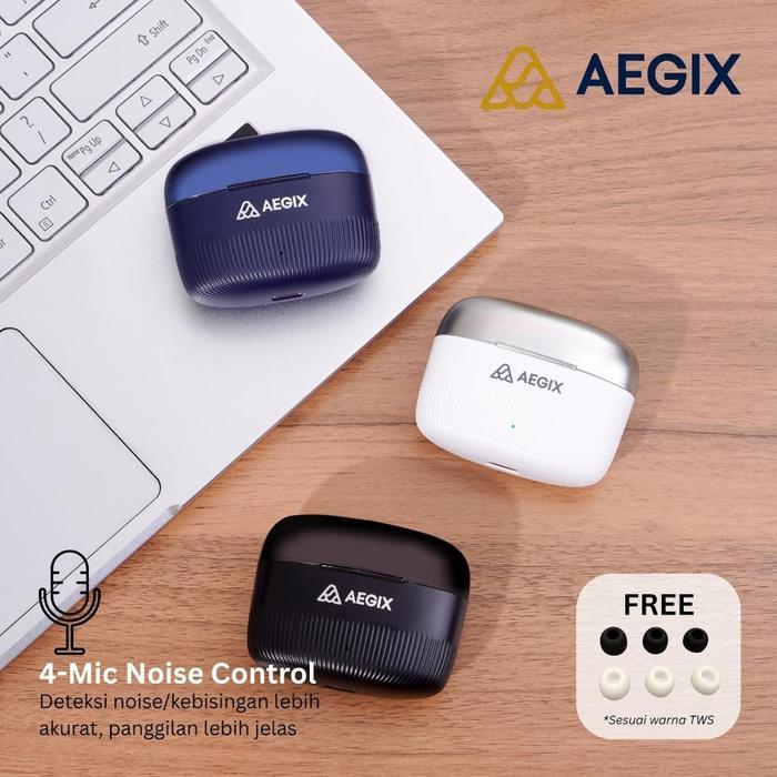 TWS AEGIX TW80 Bluetooth 6.0 Headset Wireless Stereo Bass ENC Peredam Kebisingan Earphone Earbuds