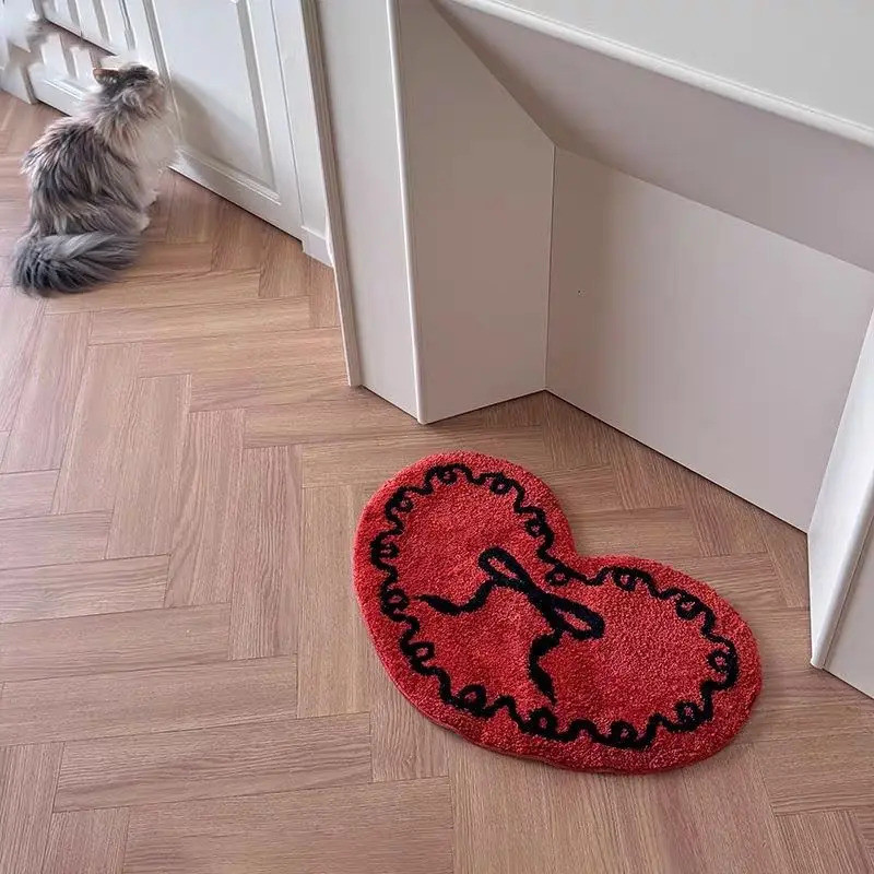 VIKAMA Girly Bow Heart Rug Soft And Plush Underfoot Bedroom Rug Essential Decorative Rug For Refined