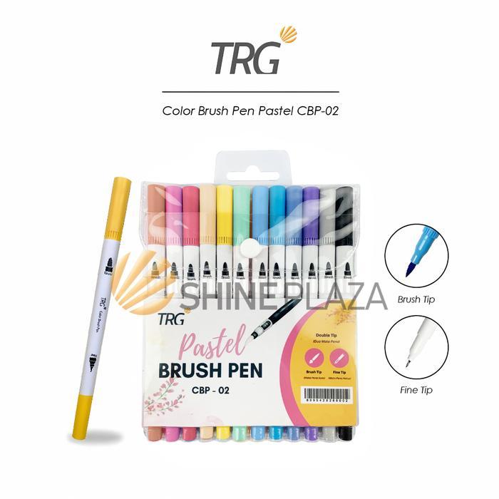 NEW TRG Color Brush Pen Set Double Tip Pastel 12 Colors CBP-02 - Pulpen Pena Spidol Kuas Warna TRG