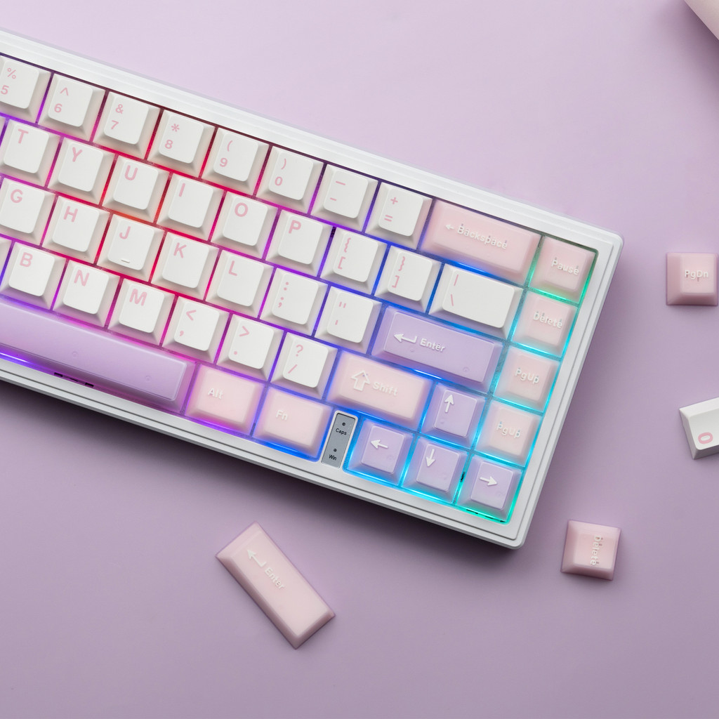 Womier 129 Keys Milk Powder Cube PBT+PC Cherry Profile Keycaps Set for 61/68/71/84/87/100/104/108