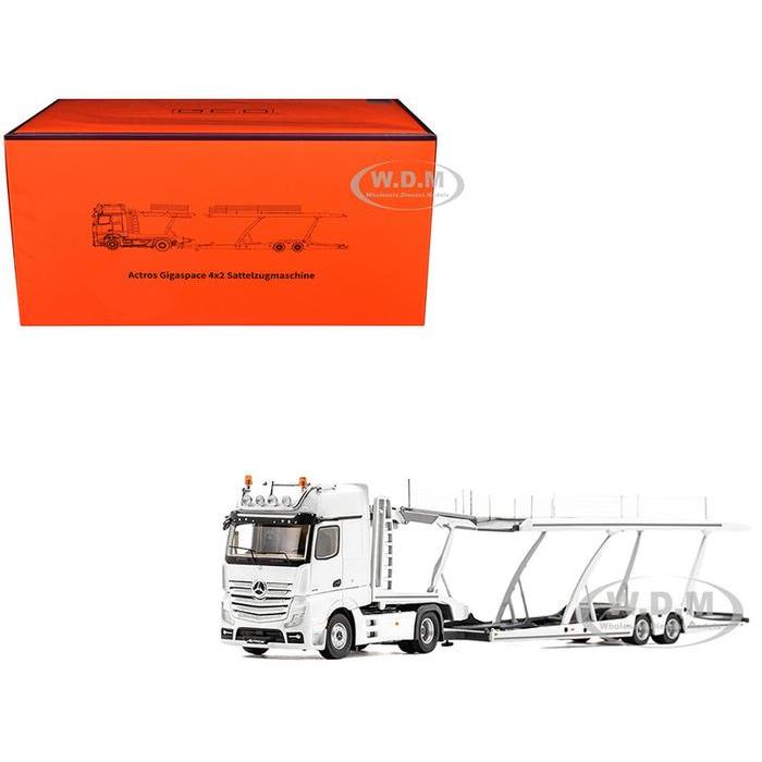 Ready KS-069-400 - GCD 1/64 Mercedes-Benz AMG Actros Auto Transporter White Diecast Mobil Mainan