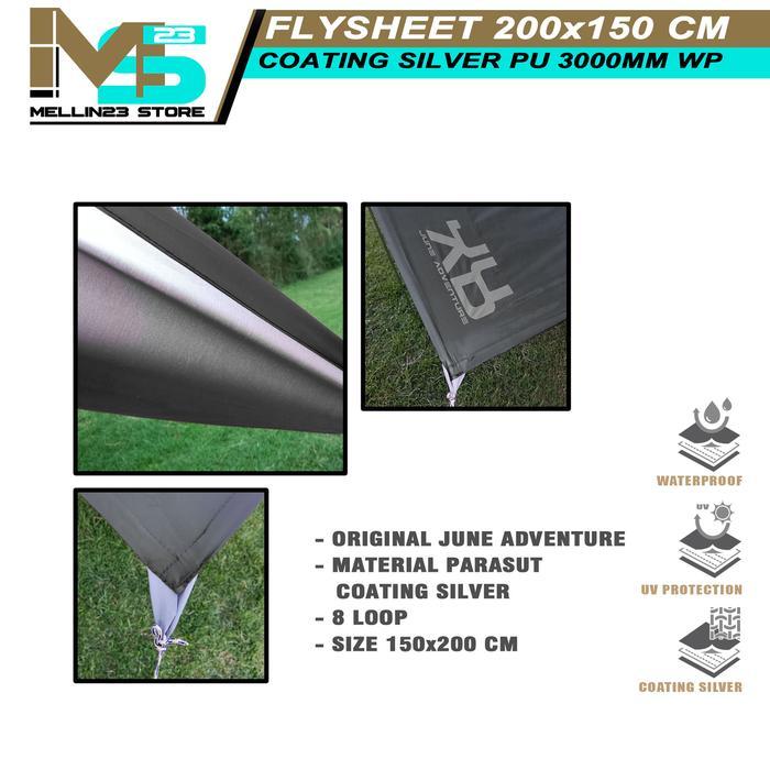 flysheet tenda 1.5x2 coating silver waterproof original june adventure flysheet waterproof 2x1.5