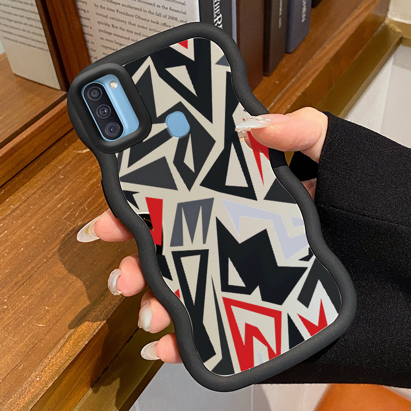 Casing Untuk Samsung A11 M11 Case Casing HP Pola Garis yang unik Kesing Cesing Macaron Mirror Kasing