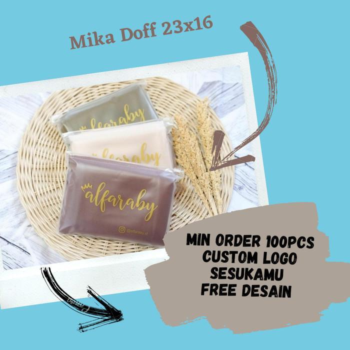Harga Per (100 Pcs) Pouch Mika Krudung / Packaging Mika / Pouch Mika Custom Zipper Plastik Putih