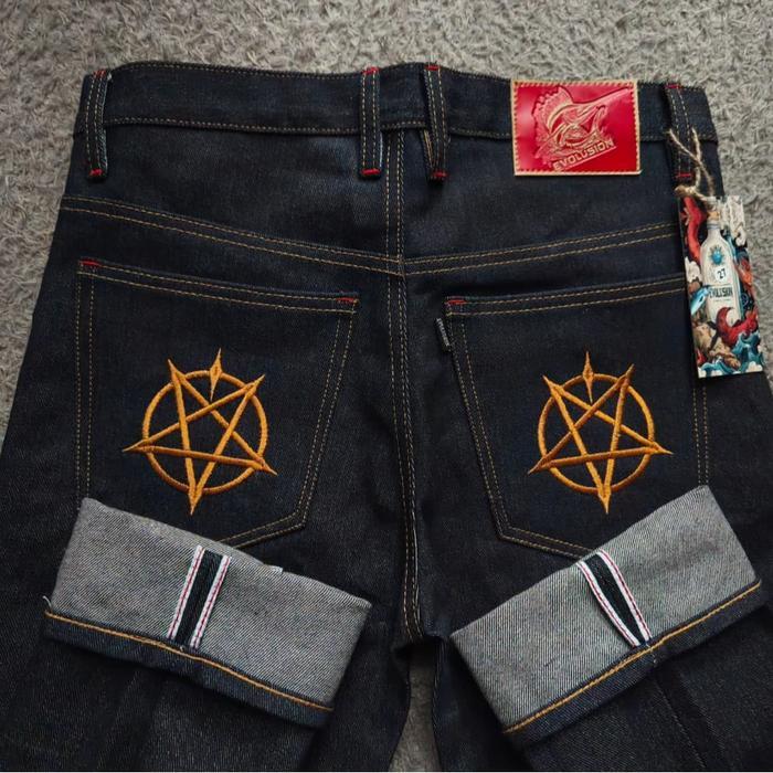 Premium Evolution Ferox Celana Jeans Pria Raw Denim Selvedge 14 Oz Premium Straight Original