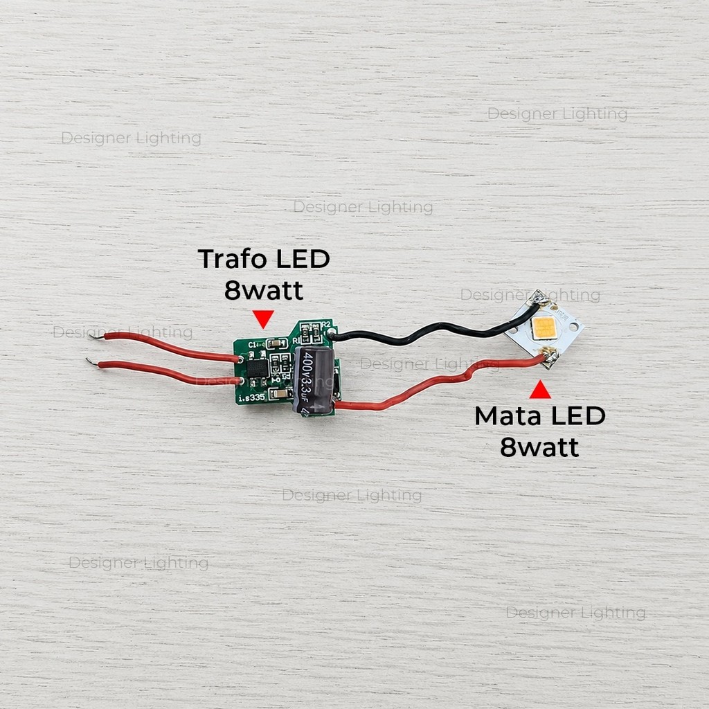 Lampu mata chip led 8w dan trafo led dc smd warm white sparepart