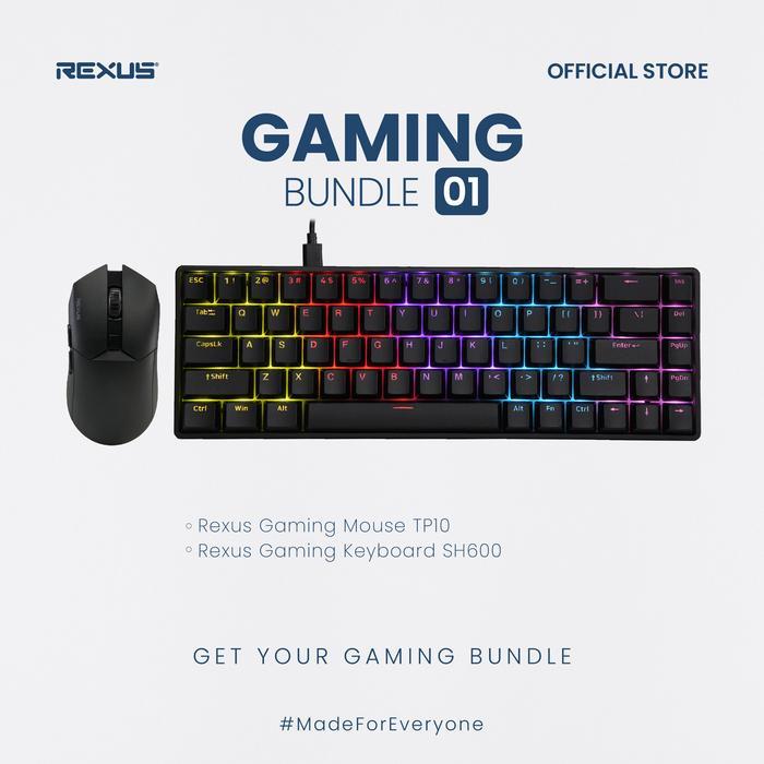 Flash Sale Rexus Gaming Bundle 01 - Mouse Wireless + Keyboard Mechanical ( Tp10+Sh600 ) Original