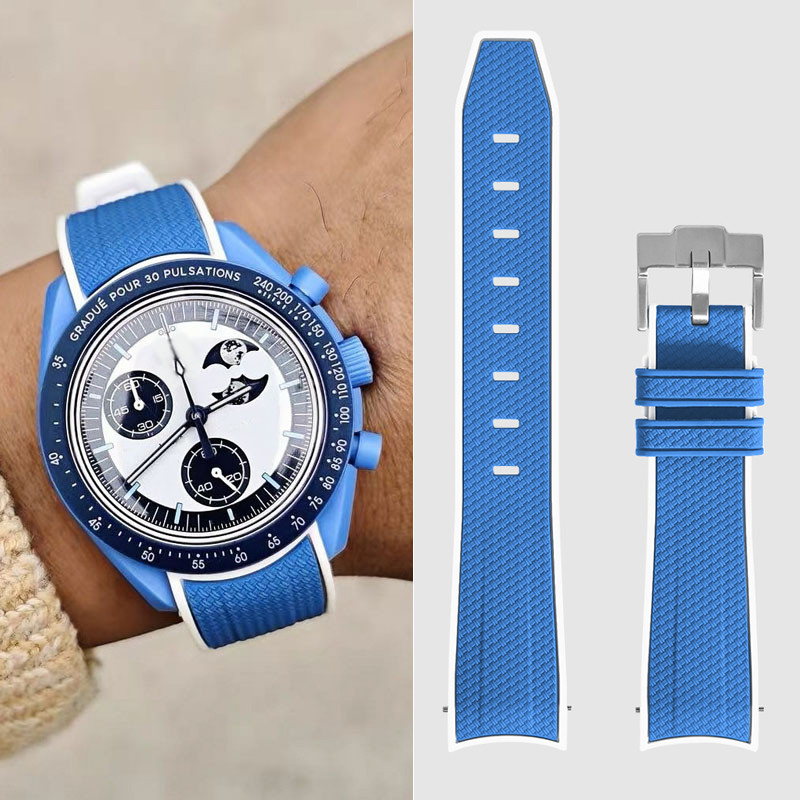 For Omega Swatch 20mm Curve Watch Strap Speedmaster MoonSwatch Planet Snoopy WatchBand Quick Release