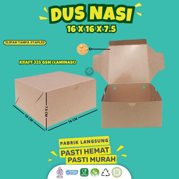 SALE (30 Pcs) Dus Nasi Kotak Katering 16x16 / Box Nasi 16x16 Non Laminasi / Dus Catering 16x16 / Box