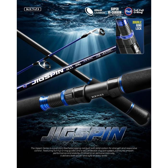 Cairomartt- Joran Kenzi Jigspin 562 Spinning Jigging Rod Full Fuji Guides Power 35Kg Double Ring