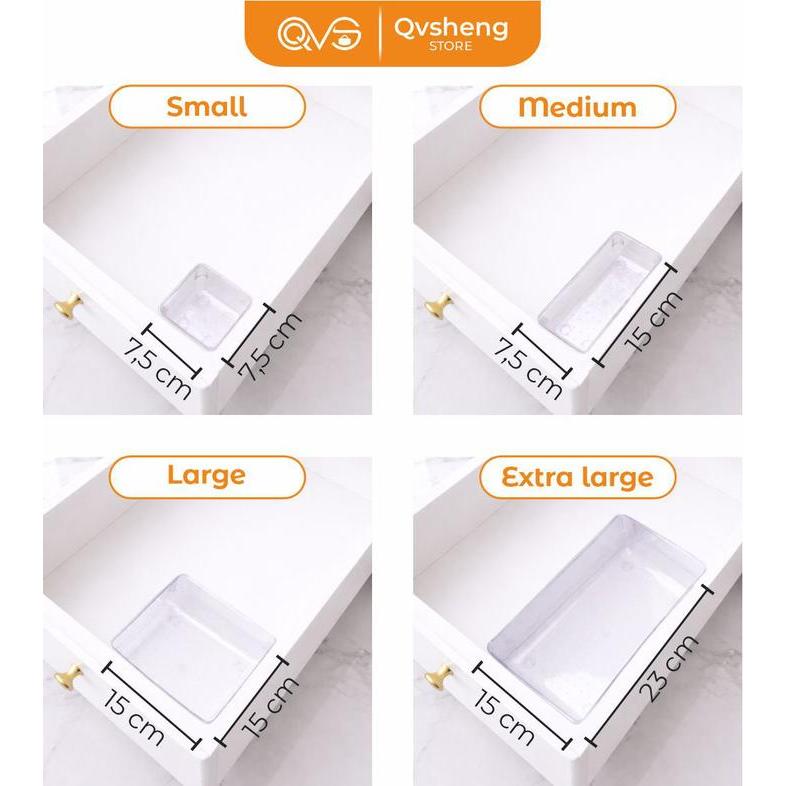 Qvsheng Laci Bening Acrylic Kotak Penyimpanan Serbaguna Wadah Makeup Laci Multifungsi Bening