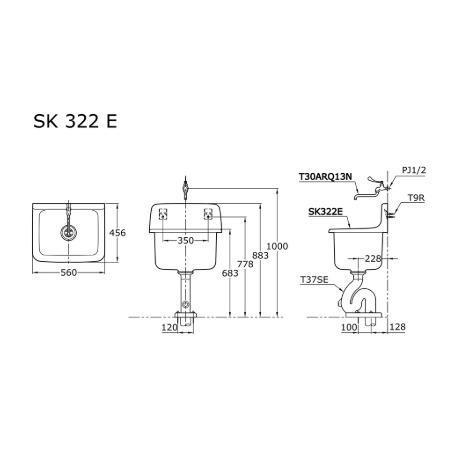 Service Sink TOTO SK322E Komplit Set include: T37SE dan T30ARQ13N