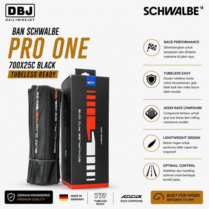 Promo BAN SCHWALBE PRO ONE 700X25C BLACK TUBELESS READY - Ban Luar Schwalbe 700 x 25 Terlaris