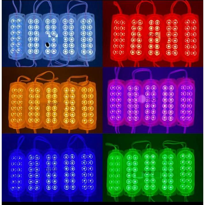 " Lampu LED Module 12 Mata 24 Volt / 12 Volt Modul 12 Mata DC 24V 12V