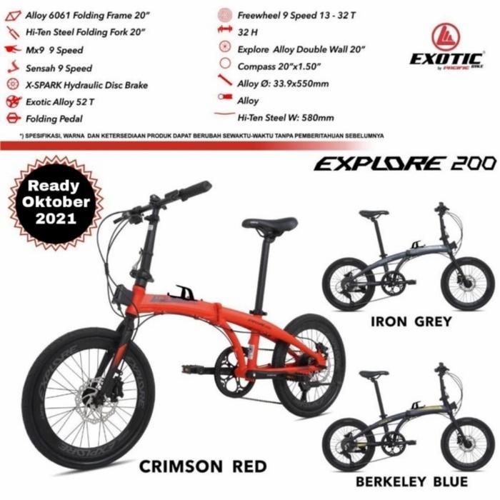 Sepeda Lipat 20 Pasific Exotic Explore 200 Alumunium / Alloy Hidrolis