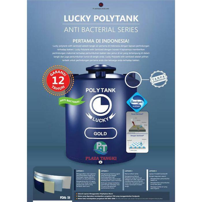 Tangki Air LUCKY Gold Anti Bakteri LGAB 1500 (FREE RADAR) Polytank