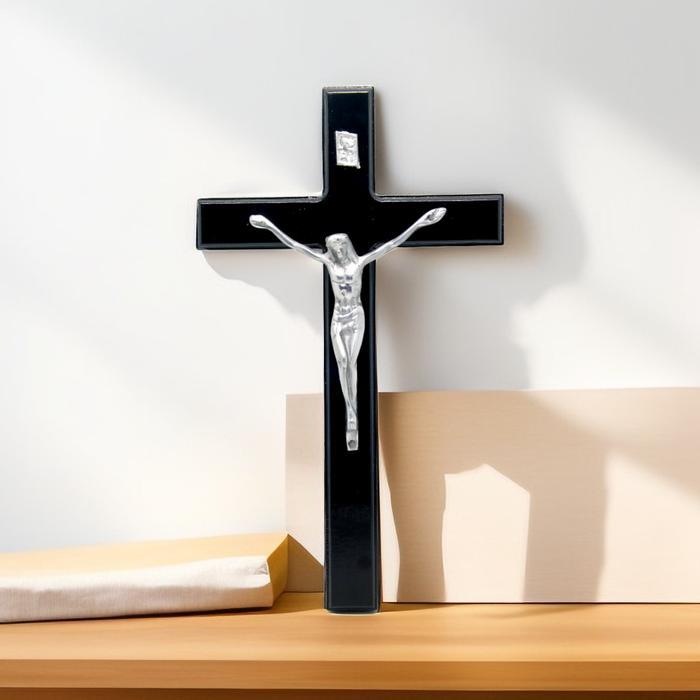 SALIB GANTUNG KATOLIK 25-30 CM (SILVER) / SALIB DINDING KRISTEN / SALIB DINDING/ SALIB KAYU KATOLIK