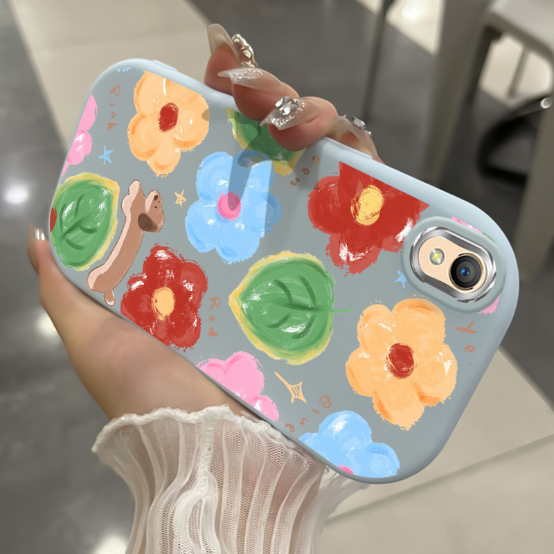 Casing Hp Untuk OPPO A37 A37F Case Bunga Lukisan Art Estetik Kasing Matte Finish Cesing Oval Fram Ke