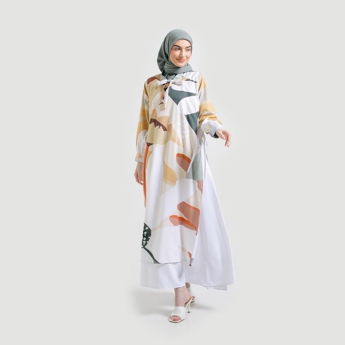 k468 Gamis Print Aziza By Ameela.Kl Muslim Toyobo Dress Wanita Motif Katun Printing Bunga