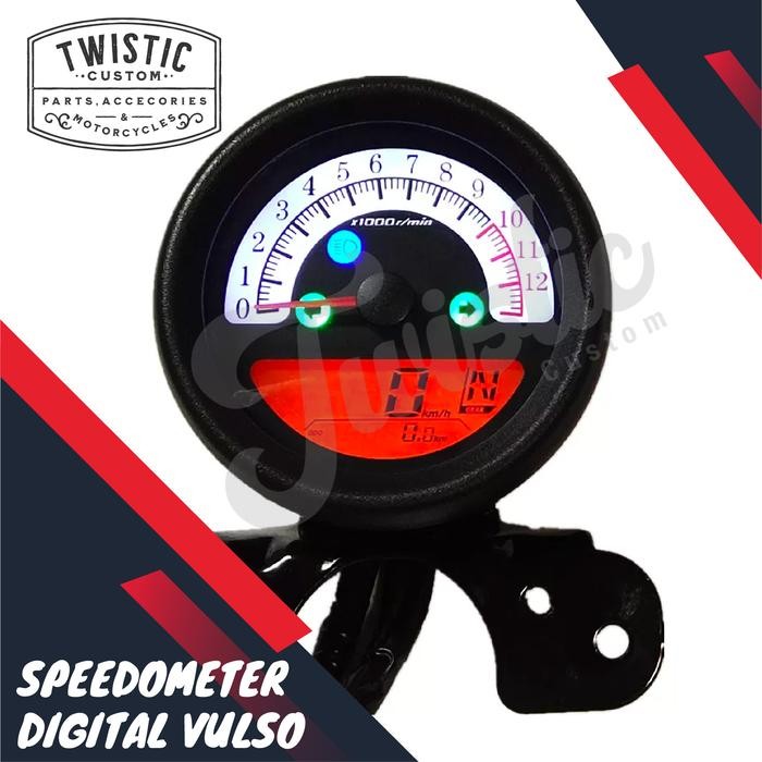Speedometer Digital Bulat Vulso Motor Custom Universal Bober Scrambler
