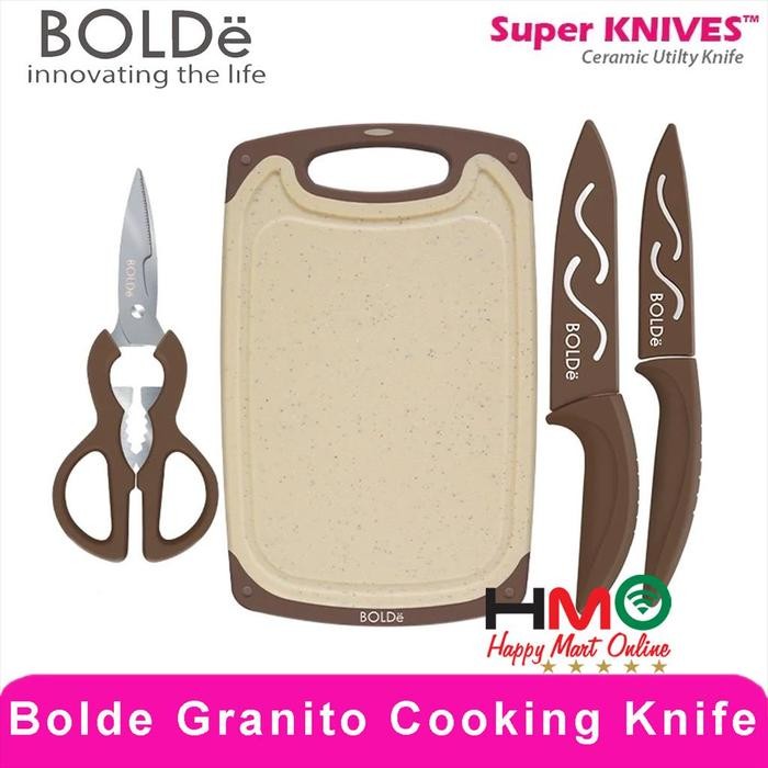 Pisau Set Keramik Bolde Ceramic Cutting Board Set 3+1 pcs Bolde Super Utensil Knife Set