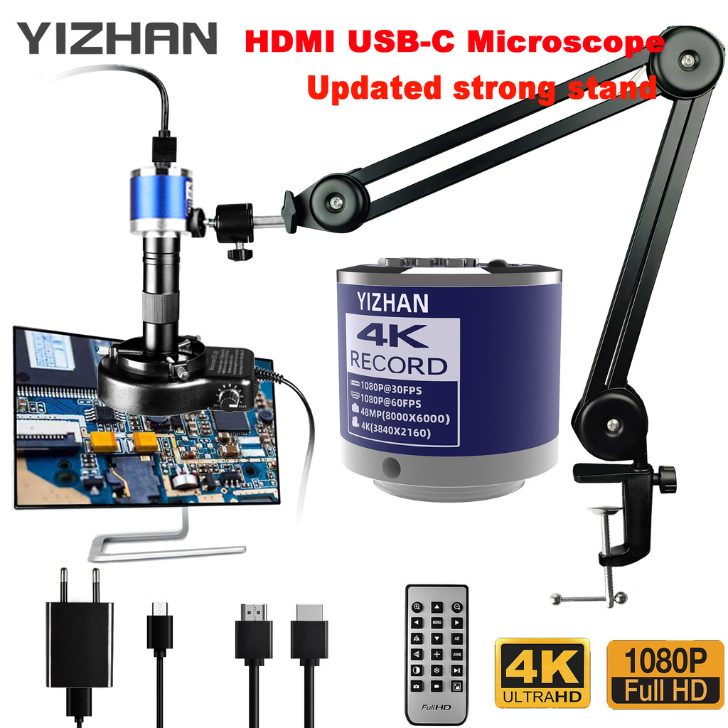 YIZHAN 4K 2K Digital Microscope 1080P 60FPS HDMI USB VGA Microscope Camera 150X Industrial