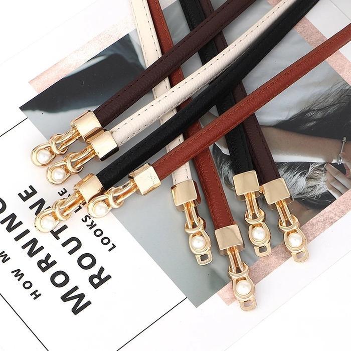 Terlaris Women's Casual Belt Ikat Pinggang Dress Mutiara Skinny Belt Thin Belt Gesper Cantik IPW 21