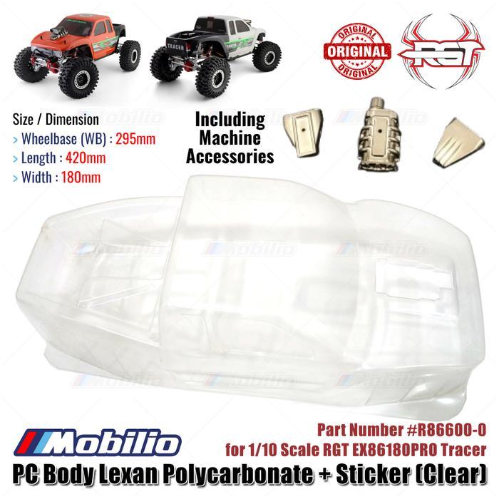 Rgt Part #R86600-0 Pc Body Lexan Polycarbonate + Sticker (Clear) Rc Ex86180Pro Tracer Crawler
