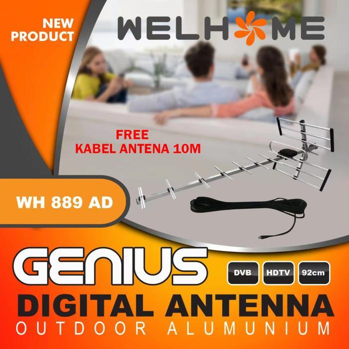 WELHOME Antena TV Digital Outdoor Alumunium WH-889 Free Kabel 10M