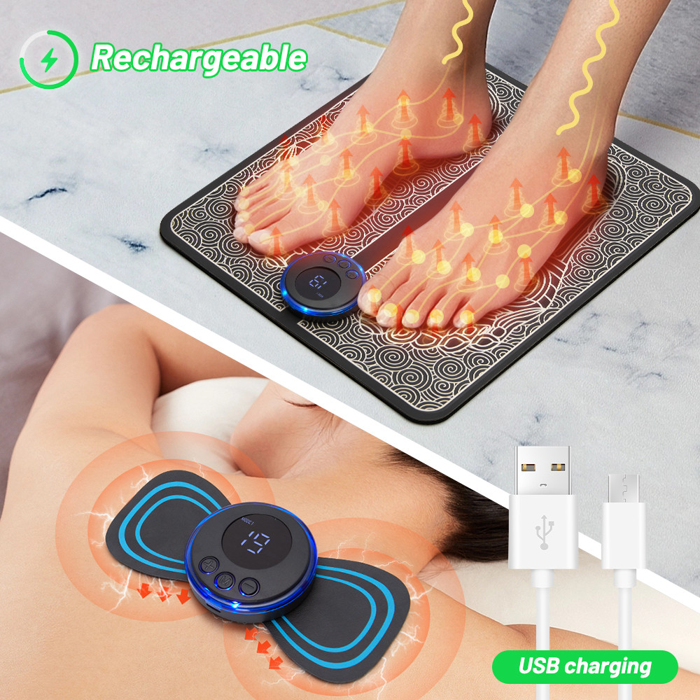 Electric Foot Massager Mat EMS Neck Massager Rechargeable Feet