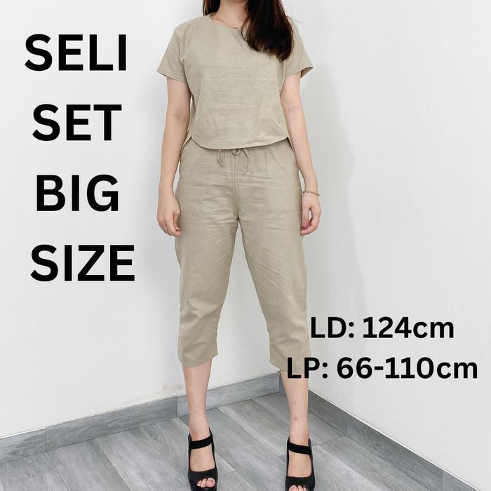 ttir- Seli One Set Big Size Setelan Super Jumbo Wanita Linen Panjang Besar