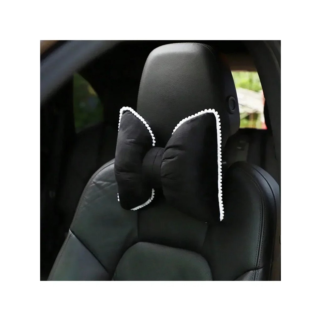 1Pcbow Car Headrest Headrest Creat Headrest Waist With Neck Pillow Edge Cute Headrest Car Interior