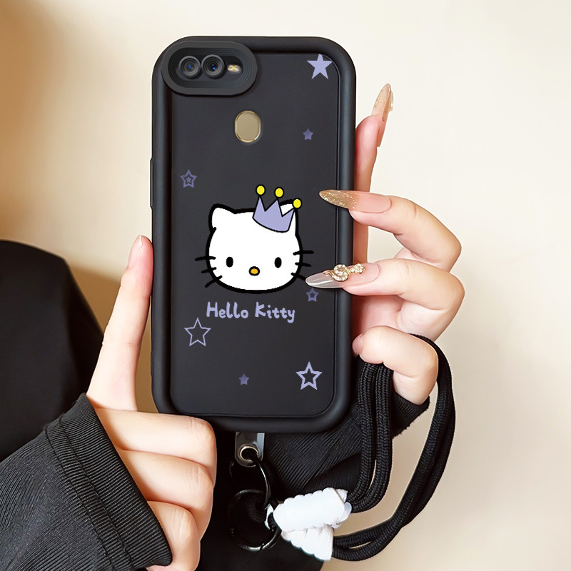 Casing Hp untuk OPPO A7 A5s A12 A12s A11K Case Casing HP Softcase Ponsel Soft Shell dengan Tali Sili