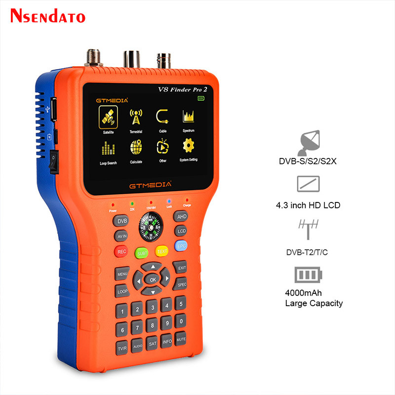 GTMEDIA V8 Sat Finder Pro 2 HD DVB-T2 Satellite Signal Satfinder DVB-S2X/S2/S/T2/T/C Auto Calculate