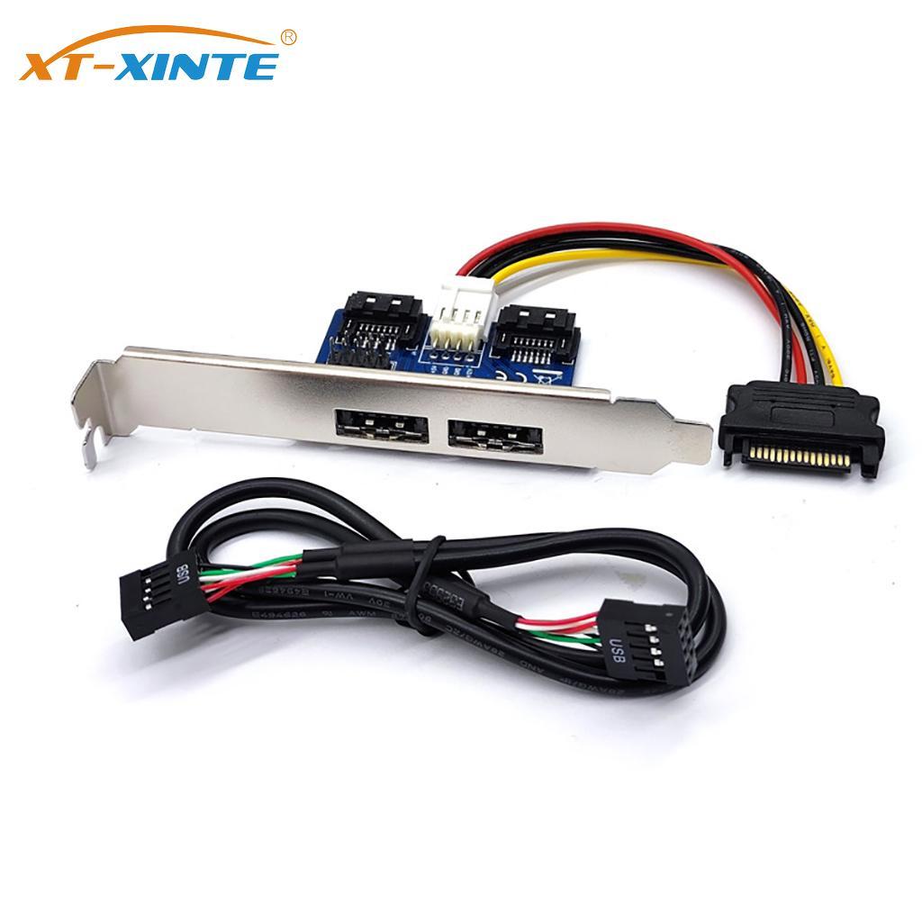 Dual Port SATA to Power eSATA eSATAp 9Pin to USB 2.0 Converter Expansion Rear Bracket Card for