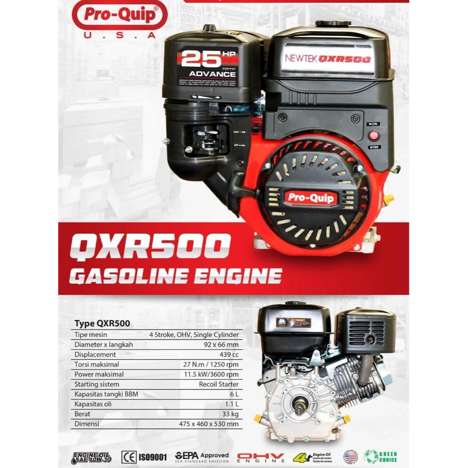 PROQUIP QXR 500 Mesin Penggerak Bensin 25 HP PK Gasoline Engine