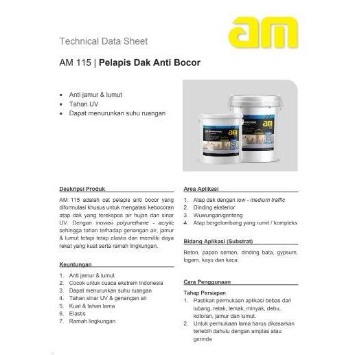 Cat Am 115 Waterproofing Anti Bocor 20Kg Pail / Cat Pelapis Dak Anti Bocor Am 115 Pail 20Kg - Abu