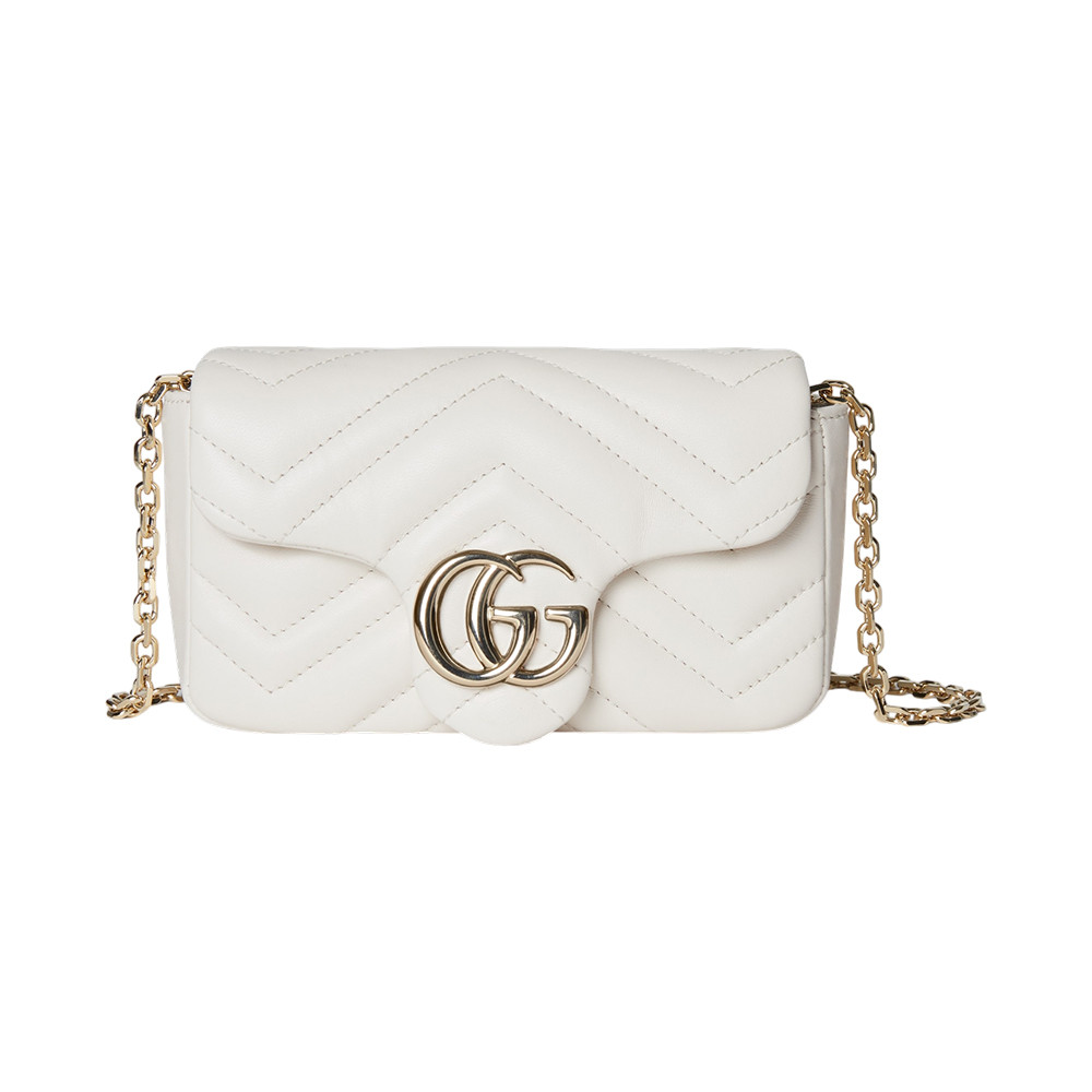 GG Marmont Mini Chain Bag White Ghw