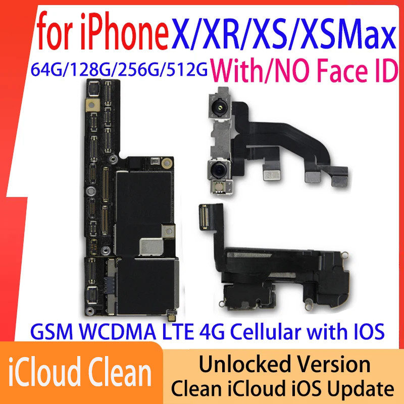 for iPhone Xr Mother Board 64GB 128GB Motherboard for iPhone Xs/Xs Max Motherboard With Face ID IOS